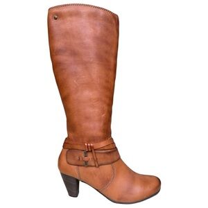 Pikolinos Verona Tan  Leather Knee-High Heeled Boots - Size 39/8
